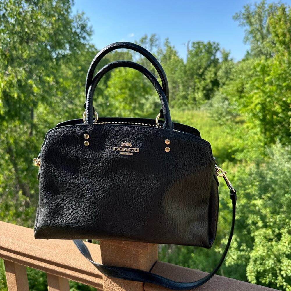 Coach Lillie Black Leather
Magnet/Zip Top Carryall Satchel Crossbody Bag EUC - Picture 3 of 11